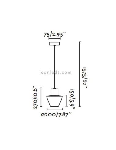 Dimensiones lámpara colgante exterior extra larga Mistu Faro Barcelona | LeonLeds Iluminación