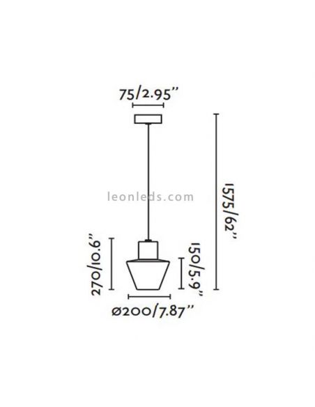 Dimensiones lámpara colgante exterior extra larga Mistu Faro Barcelona | LeonLeds Iluminación