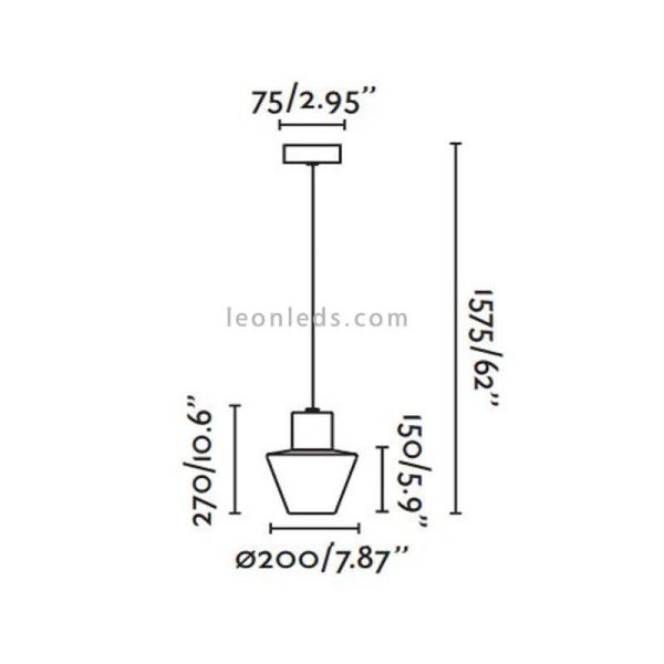 Dimensiones lámpara colgante exterior extra larga Mistu Faro Barcelona | LeonLeds Iluminación