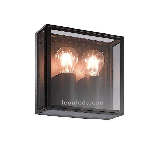 Candeeiro de parede exterior quadrado cinzento escuro Verbier by Mantra | leonleds