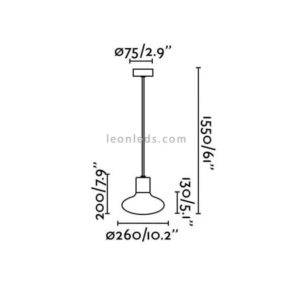 Dimensiones lámpara colgante Blub's exterior gris oscuro burbuja Faro Barcelona | LeonLeds Iluminación