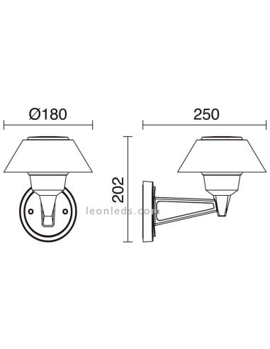 Arandela LED Bucket Wall para exteriores da Dopo | medidas | Leon Iluminação LED