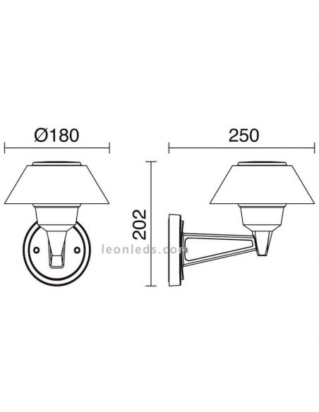 Arandela LED Bucket Wall para exteriores da Dopo | medidas | Leon Iluminação LED