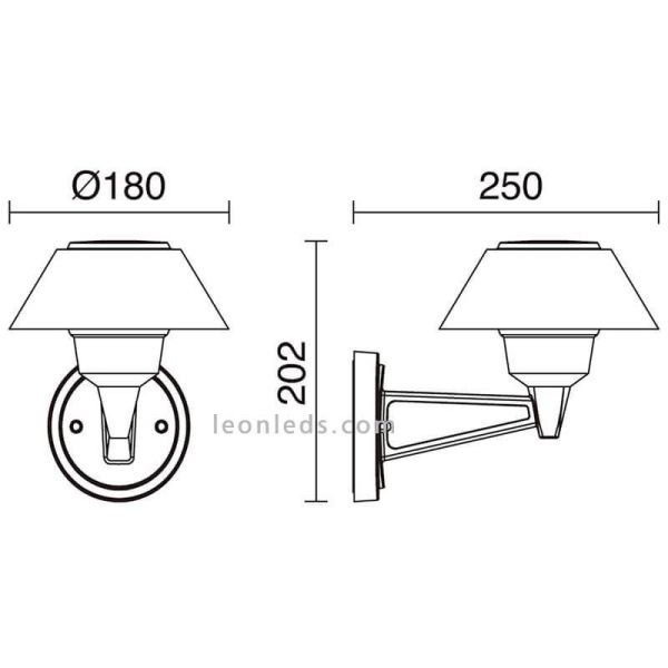 Aplique LED Bucket Wall de pared exterior de Dopo | medidas | LeónLeds Iluminación