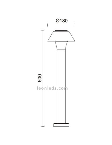 Baliza LED H600 exterior aluminio Bucket | baliza alta medidas | LeónLeds Iluminación
