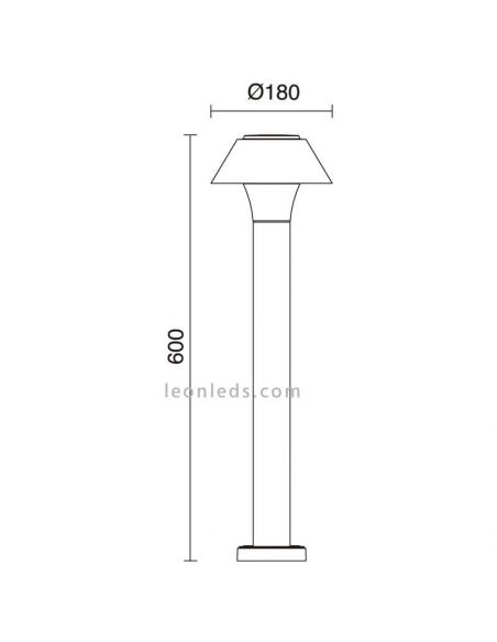 Baliza LED H600 exterior aluminio Bucket | baliza alta medidas | LeónLeds Iluminación