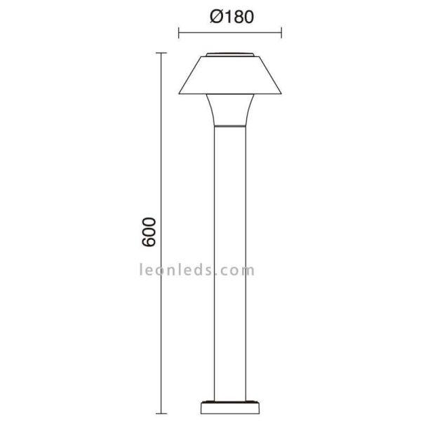 Baliza LED H600 exterior aluminio Bucket | baliza alta medidas | LeónLeds Iluminación