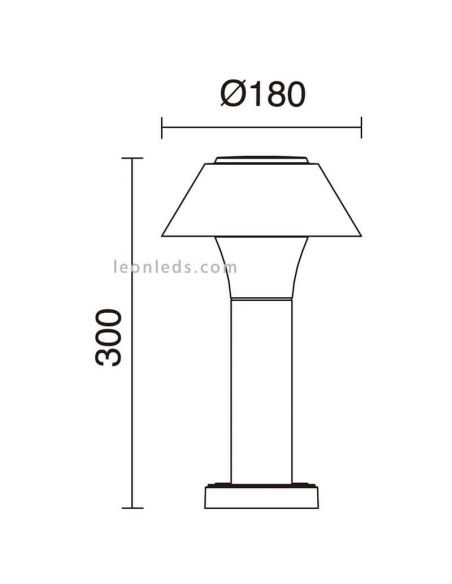 Balde de farol LED antracite H300 ao ar livre | Medidas de luz de piso de alumínio | Leon Iluminação LED