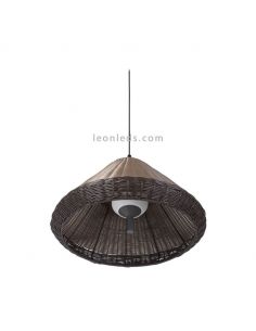 Lámpara techo exterior mimbre Saigon W70 gris/marrón cone cap Faro Barcelona | LeonLeds Iluminación