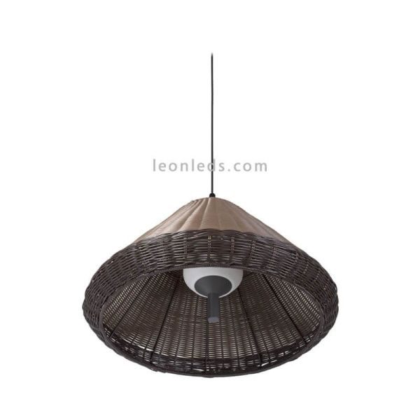 Lámpara techo exterior mimbre Saigon W70 gris/marrón cone cap Faro Barcelona | LeonLeds Iluminación