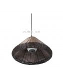 Luminária de teto de vime para exterior Saigon W70 tampa de furo cinza/castanho Faro Barcelona | leonleds