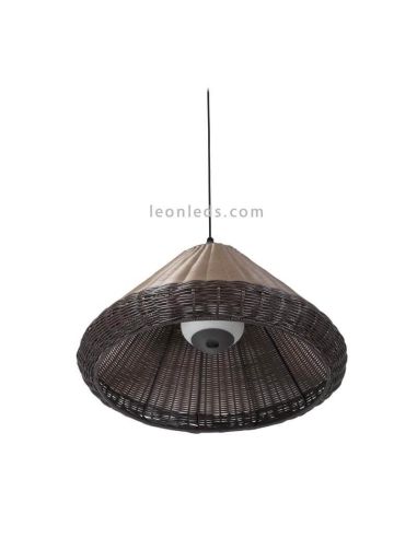 Plafonnier d'extérieur en rotin Saigon W70 cache trou gris/marron Faro Barcelona | leonleds