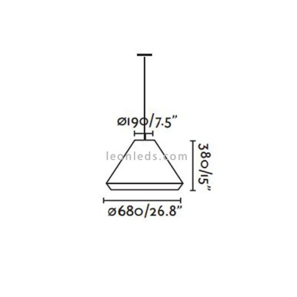 Dimensiones lámpara techo exterior mimbre Saigon W70 gris/marrón  Faro Barcelona | LeonLeds
