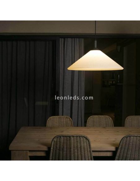 Lámpara colgante exterior aluminio Saigon pantalla R55 blanco mate Faro Barcelona | LeonLeds Iluminación