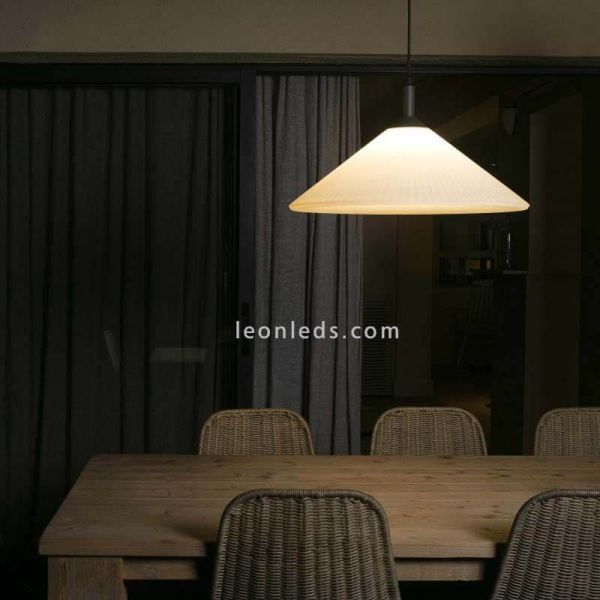 Lámpara colgante exterior aluminio Saigon pantalla R55 blanco mate Faro Barcelona | LeonLeds Iluminación
