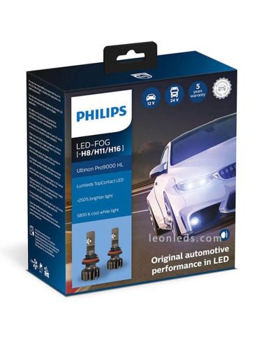 Ampoules LED H8 H11 H16 Fog X-treme Ultinon PRO9000 HL 11366U90CWX2 Pack 2 Unités Philips | Éclairage LeonLeds