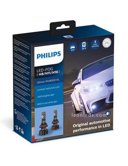 Ampoules LED H8 H11 H16 Fog X-treme Ultinon PRO9000 HL 11366U90CWX2 Pack 2 Unités Philips | Éclairage LeonLeds