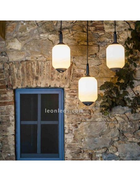 Lámpara colgante exterior Saigon R17 blanco mate ambiente Faro Barcelona | LeonLeds Iluminación