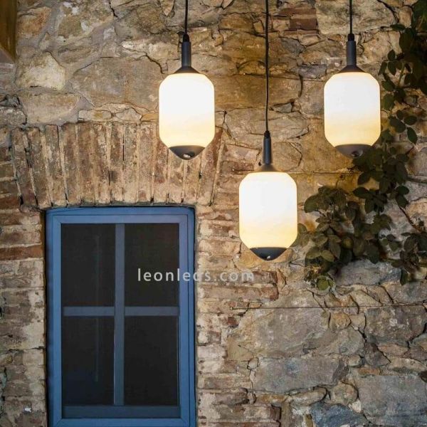 Lámpara colgante exterior Saigon R17 blanco mate ambiente Faro Barcelona | LeonLeds Iluminación