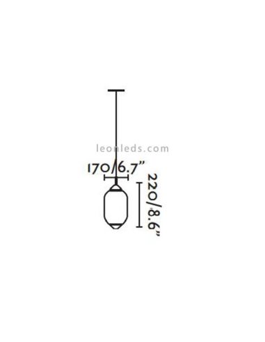 Dimensiones Lámpara colgante exterior Saigon R17 blanco mate Faro Barcelona | LeonLeds Iluminación