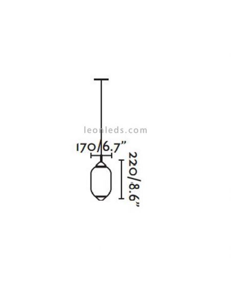 Dimensiones Lámpara colgante exterior Saigon R17 blanco mate Faro Barcelona | LeonLeds Iluminación