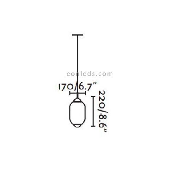 Dimensiones Lámpara colgante exterior Saigon R17 blanco mate Faro Barcelona | LeonLeds Iluminación