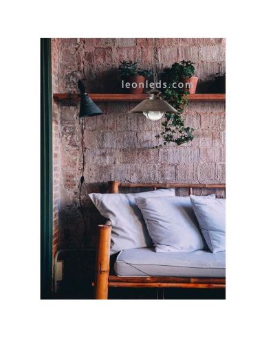 Lámpara techo exterior metal y cristal Nautica rústica Faro Barcelona | LeonLeds Iluminación
