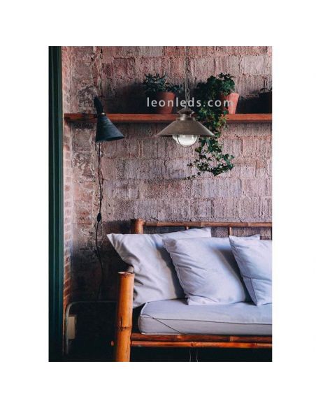 Lámpara techo exterior metal y cristal Nautica rústica Faro Barcelona | LeonLeds Iluminación