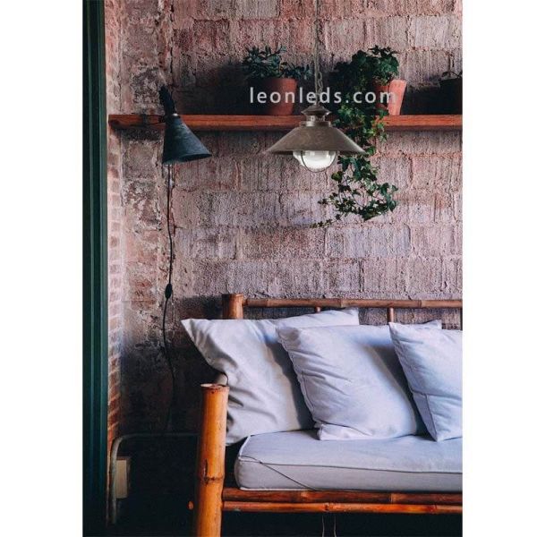 Luminária de teto de exterior rústica Nautica em metal e vidro Faro Barcelona | Leon Iluminação LED