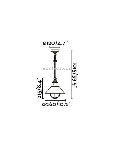 Luminária de teto rústica Nautica exterior de metal dimensões Faro Barcelona | Leon Iluminação LED