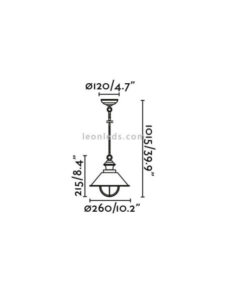 Luminária de teto rústica Nautica exterior de metal dimensões Faro Barcelona | Leon Iluminação LED
