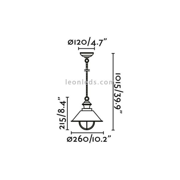 Luminária de teto rústica Nautica exterior de metal dimensões Faro Barcelona | Leon Iluminação LED