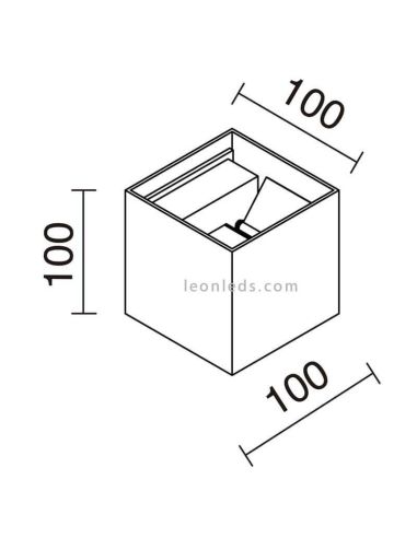 Arandela quadrada cinza ao ar livre Beam | LeónIluminação Leds | para caminhos externos com dimensões de luz endereçáveis