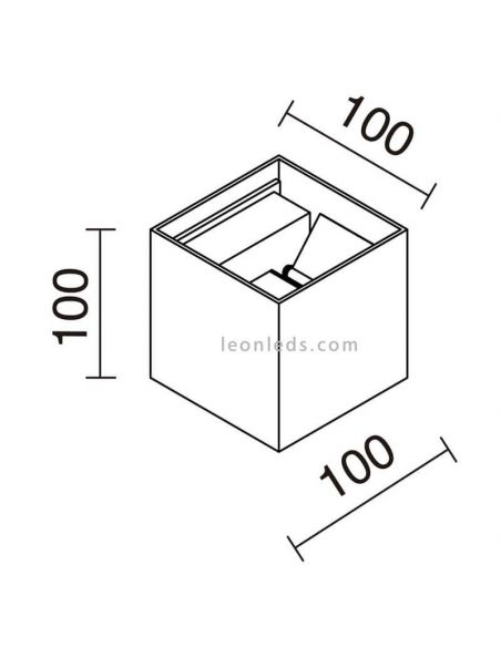 Applique murale d'extérieur carrée grise Beam | Éclairage LeónLeds | pour allées extérieures avec dimensions lumineuses adressab