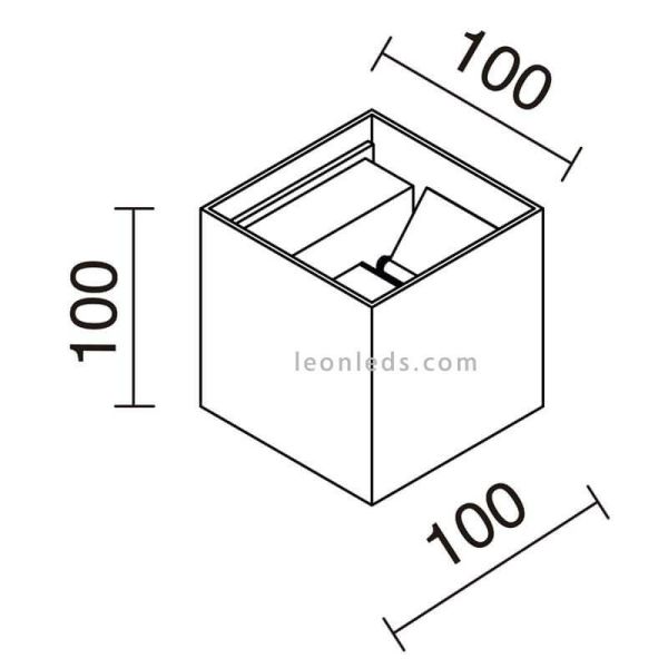 Aplique Beam de pared exterior gris cuadrado | LeónLeds Iluminación | para caminos exteriores con luz direccionable medidas