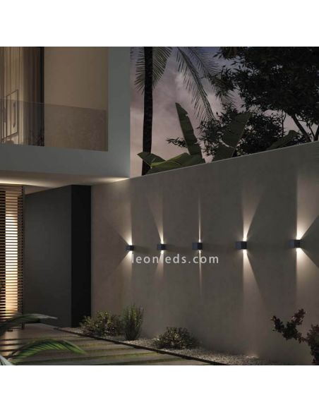 Aplique Beam de pared exterior gris cuadrado | LeónLeds Iluminación | para caminos exteriores con luz direccionable