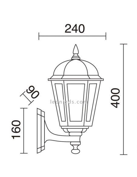 Poste de luz Bambo lâmpada de parede ao ar livre | LeónIluminação Leds | candeeiro de parede preto com lâmpada E27 mede tamanho 