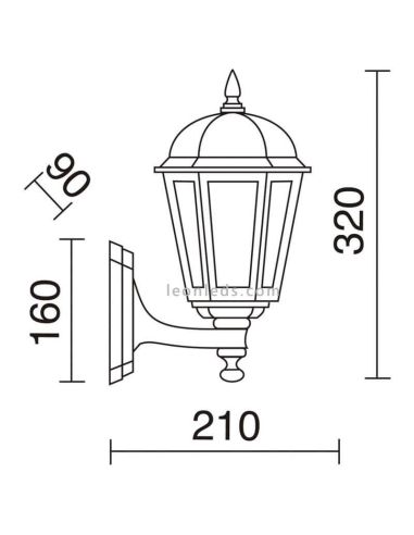 Lampadaire extérieur Bambo | Éclairage LeónLeds | applique lampadaire noir avec ampoule E27 mesure taille S