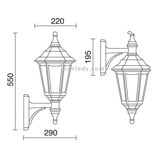 Aplique clásico Clic-clac Up-down farola blanca | LéonLeds Iluminación | farola blanca vintage medidas