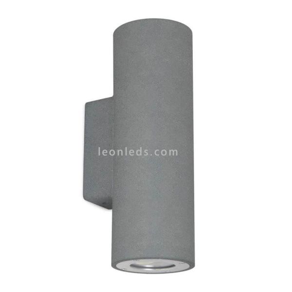 Parede exterior redonda de pedra cinza escuro claro | LeónIluminação Leds | cilíndrico
