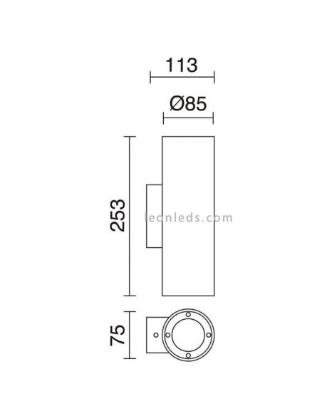 Applique d'extérieur ronde en pierre | Éclairage LeónLeds | mesures cylindriques