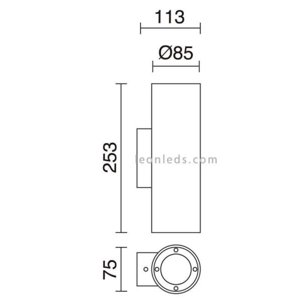 Applique d'extérieur ronde en pierre | Éclairage LeónLeds | mesures cylindriques