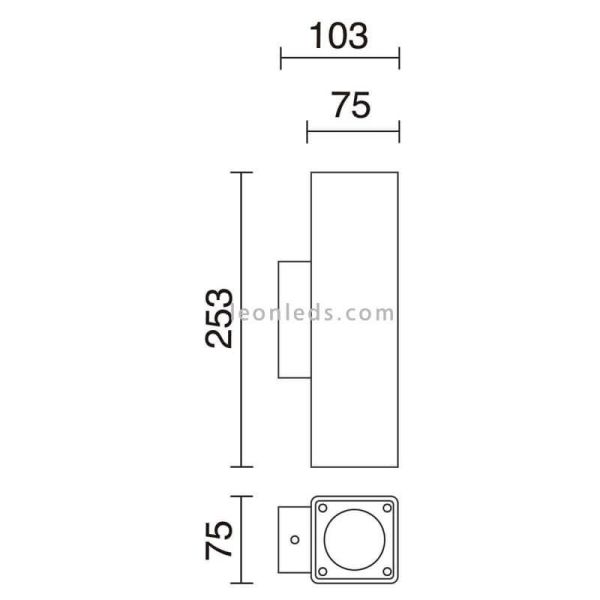 Aplique Stone square de pared exterior rectangular | LeónLeds Iluminación | Aplique hormigón medidas