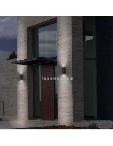 Applique murale d'extérieur rectangulaire Stone square | Éclairage LeónLeds | Applique murale béton façade moderne