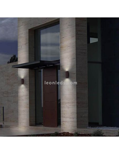 Applique murale d'extérieur rectangulaire Stone square | Éclairage LeónLeds | Applique murale béton façade moderne