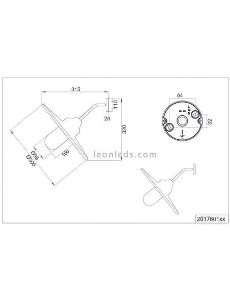 Dimensions applique murale d'extérieur vintage Brenta Trio Lighting | Éclairage LeonLeds