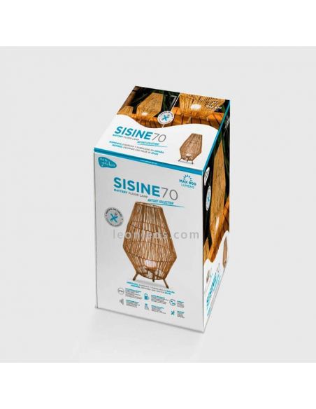 Lámpara de pie de exterior yute SISINE 70 con bateria | LeónLeds Iluminación | lámpara sobremesa vintage