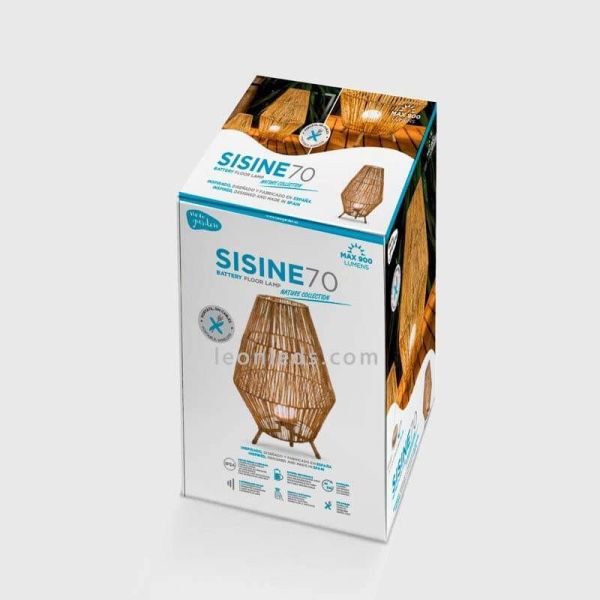 Lámpara de pie de exterior yute SISINE 70 con bateria | LeónLeds Iluminación | lámpara sobremesa vintage
