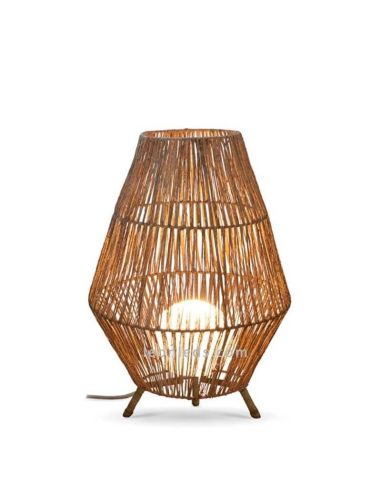 Lámpara de pie de exterior yute SISINE 70 con bateria | LeónLeds Iluminación | lámpara madera