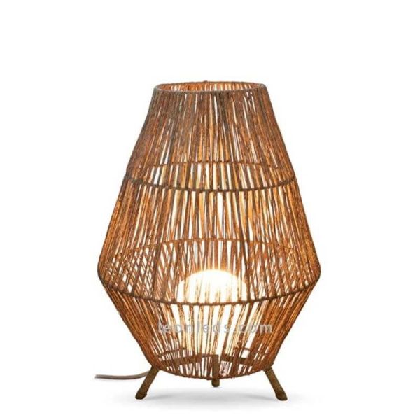 Luminária de pé de juta para exterior SISINE 70 com bateria | LeónIluminação Leds | candeeiro de madeira
